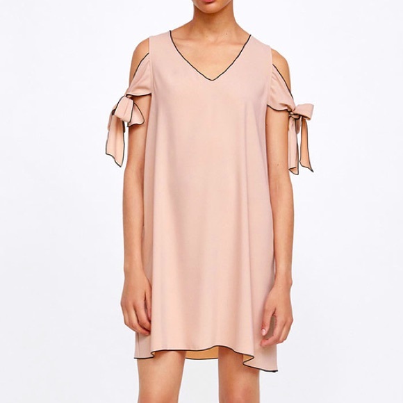 Zara Dresses & Skirts - ⭐️HOST PICK Zara Bow Tie Aline Dress in Blush Pink